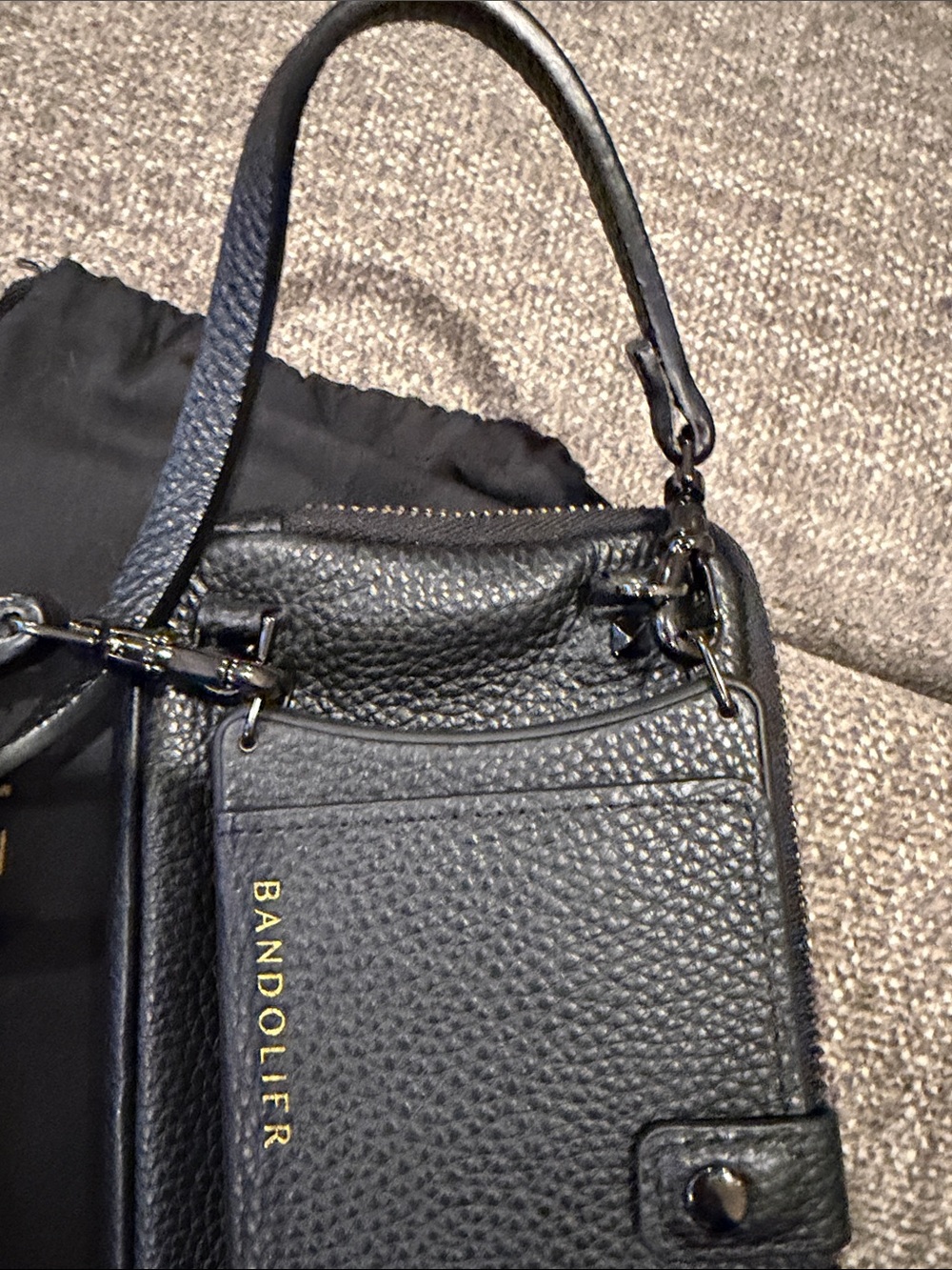 Bandolier Mila MagSafe Black Pebbled Leather Crossbody with Expanded Zip Pouch - Picture 8 of 8